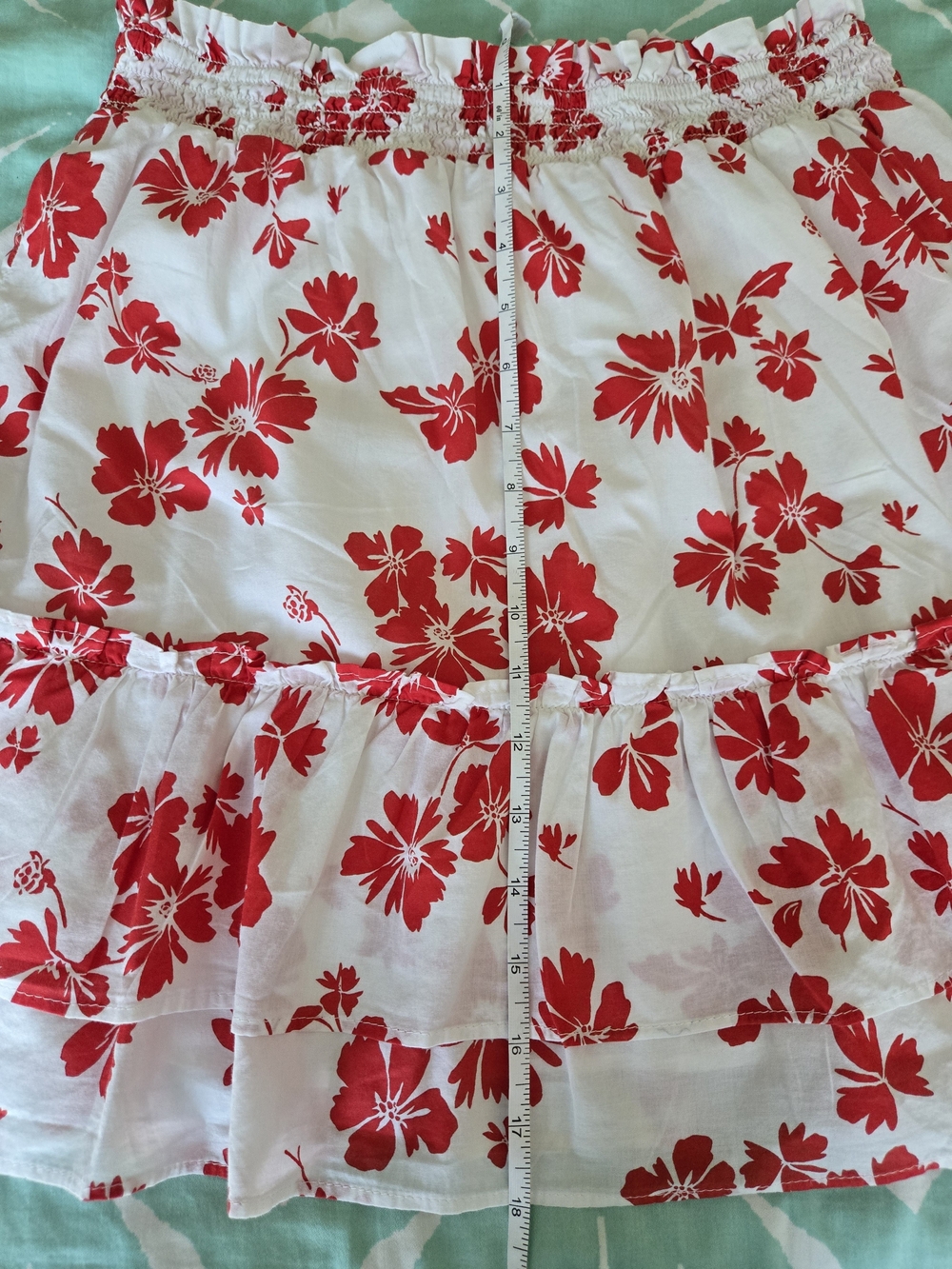 J Crew White and Red Floral Tiered Summer Skirt, Size S - Picture 7 of 8